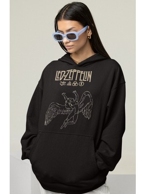 Sevbano LED Zeppelin Rock Metal Müzik Grubu Baskılı Unisex Oversize Hoodie