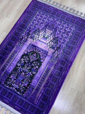 Prayer Rug Dokuma Taban Örgü Püsküleri ve Ipek Kadar Yumuşak Yüzeyiyle Bambu Seccade Namazlık 80X125 cm