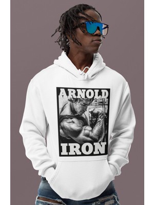 Sevbano Arnold Iron Old School Bodybuilding Fitness Baskılı Unisex Oversize Sporcu Hoodie
