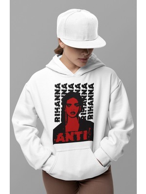 Sevbano Tasarım Rihanna Anti Baskılı Unisex Oversize Şarkıcı Hoodie