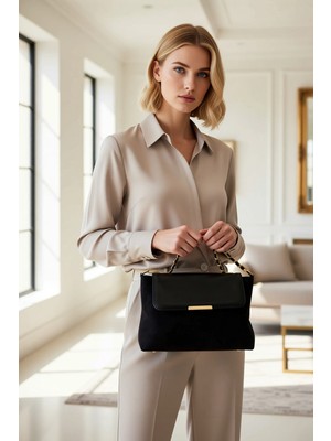 Benerly Kadın Omuz Çantası Zincir Askı Detaylı Kapaklı Kapanma Düz Desen Dokuma Materyal Yüzey Şık