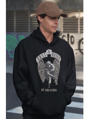Sevbano Guns In Roses Use Your Illusion Baskılı Unisex Oversize Rock Metal Müzik Grubu Hoodie