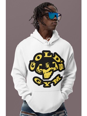 Sevbano Gold's Gym Arnold Tasarım Baskılı Unisex Oversize Bodybuilding Fitness Sporcu Hoodie