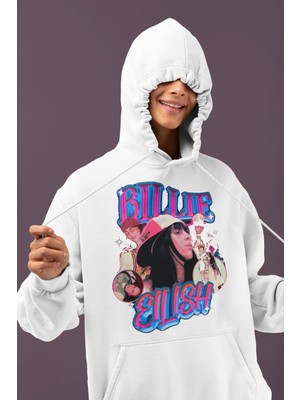 Sevbano Tasarım Billie Eilish Baskılı Unisex Oversize Şarkıcı Hoodie