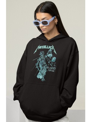 Sevbano Metallica Rock Metal Baskılı Unisex Oversize Müzik Grubu Hoodie