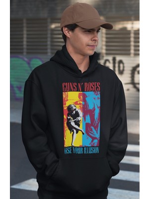 Sevbano Guns In Roses Use Your Illusion Baskılı Unisex Oversize Rock Metal Müzik Grubu Hoodie