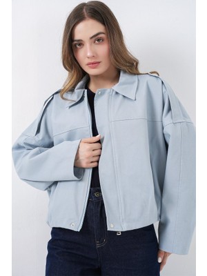 Queene Dreams Kot Bomber Ceket 0737 - Mavi