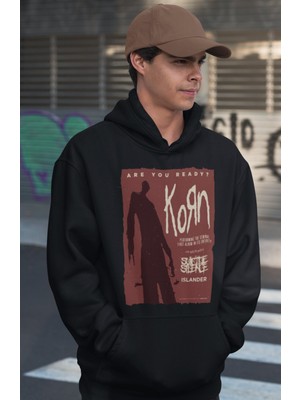Sevbano Korn Rock Metal Baskılı Unisex Oversize Müzik Grubu Hoodie