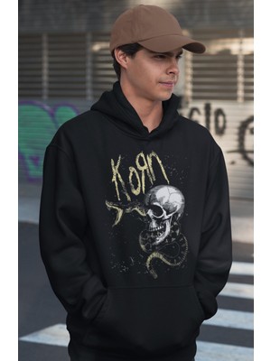 Sevbano Tasarım Korn Rock Metal Müzik Grubu Baskılı Unisex Oversize Hoodie