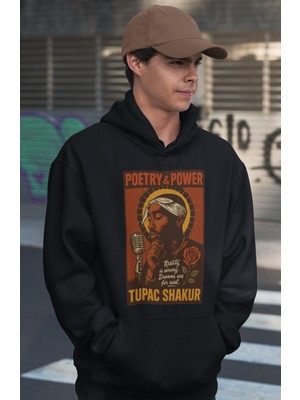 Sevbano Tasarım Tupac Shakur Rapper Baskılı Unisex Oversize 2pac Şarkıcı Hoodie
