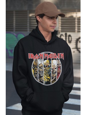 Sevbano Iron Maiden Rock Metal Müzik Grubu Baskılı Unisex Oversize Hoodie