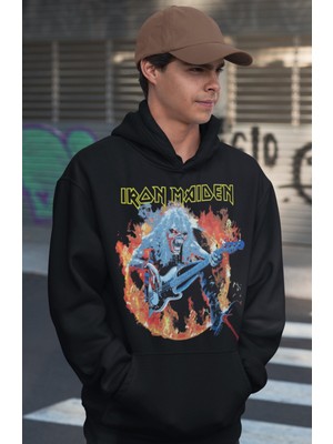 Sevbano Iron Maiden Rock Metal Baskılı Unisex Oversize Müzik Grubu Hoodie