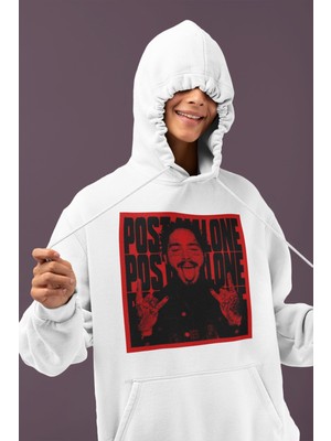 Sevbano Tasarım Post Malone Rapper Baskılı Unisex Oversize Şarkıcı Hoodie