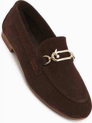 Limoya Alessa Hakiki Deri Kahve Tokalı Loafer Kadın Günlük Makosen Ayakkabı