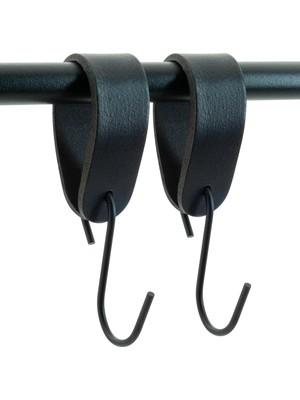 Braventa Collection Pratikoutdoor Deri Çok Amaçlı S Kanca, Kancalı Tutacak, Deri Askı Aparatı - Siyah