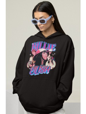 Sevbano Tasarım Billie Eilish Baskılı Unisex Oversize Şarkıcı Hoodie
