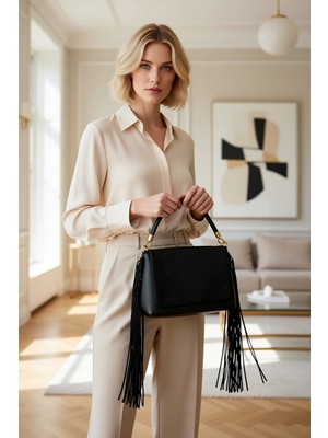 Benerly Kadın Görünümlü Püskül Detaylı Omuz Çantası ve El Çantası Çok Fonksiyonlu Kullanım Şık