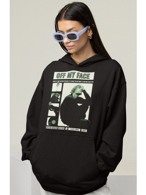 Sevbano Tasarım Justin Bieber Off My Face Baskılı Unisex Oversize Şarkıcı Hoodie