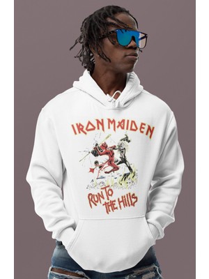 Sevbano Iron Maiden Run To Hills Baskılı Unisex Oversize Rock Metal Müzik Grubu Hoodie