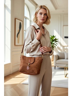 Benerly Kadın Toka Detaylı Midi Tote Omuz Çanta  Düz Desen Günlük Kullanım Için Uygun