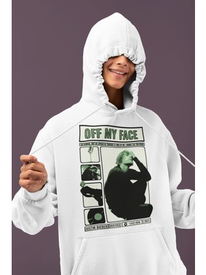 Sevbano Tasarım Justin Bieber Off My Face Baskılı Unisex Oversize Şarkıcı Hoodie