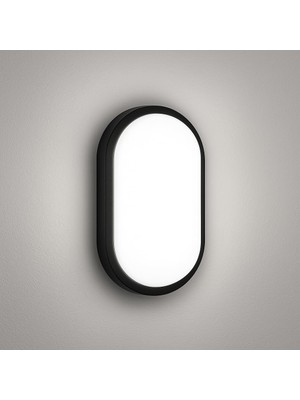 Braventa Collection Aydos 20W IP65 Oval Siyah LED Tavan ve Duvar Lambası | 6500K Beyaz Işık | Su Geçirmez Banyo Bahçe Ay