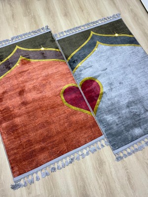 Prayer Rug Dokuma Taban Örgü Püsküleri ve Ipek Kadar Eşler Için Yumuşak Yüzeyiyle Bambu Eş Seccade Çift Seccadesi Namazlık 80X125 cm