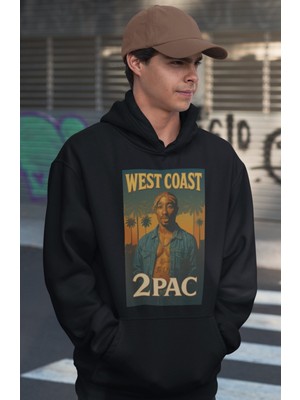 Sevbano West Coast Tupac Rapper Baskılı Unisex Oversize 2pac Şarkıcı Hoodie