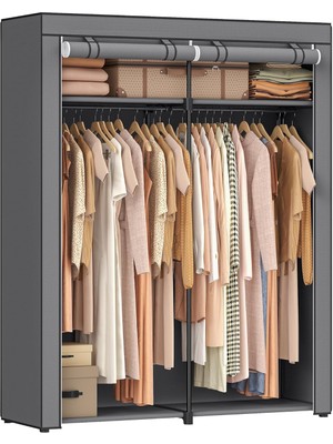 Braventa Collection RYG02GY Elbise Dolabı, 2 Elbise Askılı Gardırop, Kıyafet Muhafazası, Kumaş Dolap, Elbise Askısı, Kat