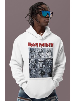 Sevbano Iron Maiden Rock Metal Müzik Grubu Baskılı Unisex Oversize Hoodie