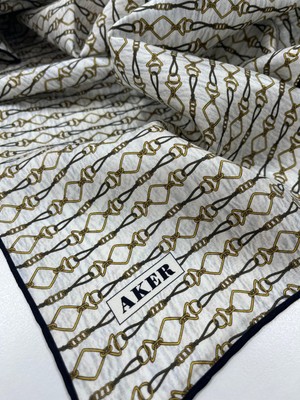 Aker Jakarlı Ipek Eşarp - 8985713-912 Krem Twill
