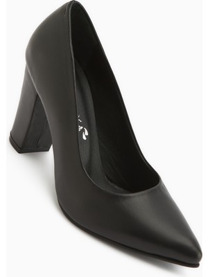 Limoya Emily Hakiki Deri Siyah Kalın Topuklu Kadın Ayakkabı