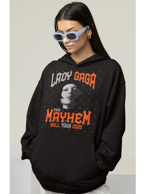 Sevbano Tasarım Lady Gaga Baskılı Unisex Oversize Şarkıcı Hoodie