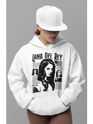 Sevbano Tasarım Lana Del Rey Baskılı Unisex Oversize Şarkıcı Hoodie