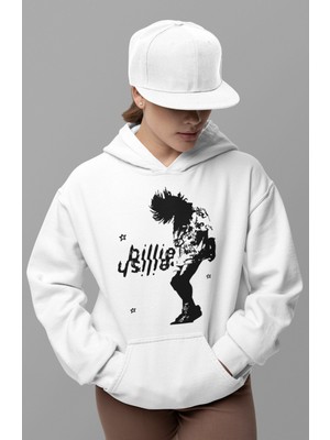 Sevbano Tasarım Billie Eilish Baskılı Unisex Oversize Şarkıcı Hoodie