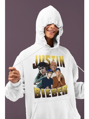 Sevbano Justin Bieber Baskılı Unisex Oversize Şarkıcı Hoodie