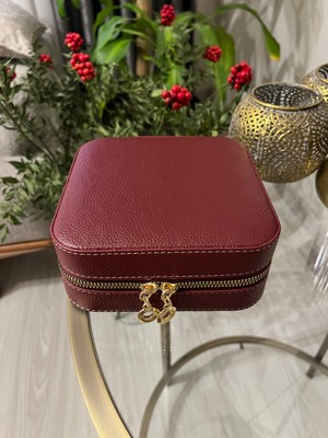 Elissdesign Deri Çift Katlı Takı Kutusu – Fermuarlı Takı Organizeri