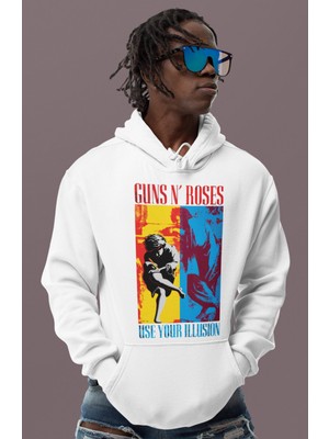 Sevbano Guns In Roses Use Your Illusion Baskılı Unisex Oversize Rock Metal Müzik Grubu Hoodie
