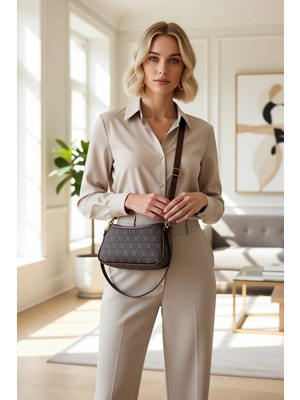 Benerly Kadın Mini Omuz Çanta Ayarlanabilir Askılı Geometrik Desen Dokuma Yüzeyli Günlük Kullanım Modeli