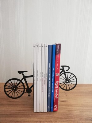 Braventa Collection Dekoratif Bisiklet Desenli Metal Kitap Tutucu 2'li Paket