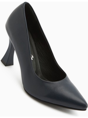 Limoya Helen Hakiki Deri Lacivert Kadın Topuklu Ayakkabı Stiletto