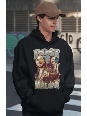 Sevbano Eskitme Post Malone Rapper Tasarım Baskılı Unisex Oversize Şarkıcı Hoodie