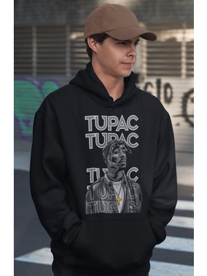 Sevbano Tasarım Tupac Rapper Baskılı Unisex Oversize 2pac Şarkıcı Hoodie