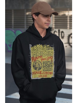 Sevbano Tasarım Iron Maiden Baskılı Unisex Oversize Rock Metal Müzik Grubu Hoodie