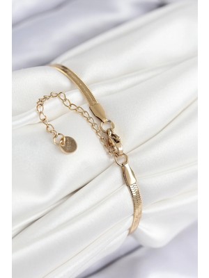 VeraGlobe Buğz 316L Çelik Nazar Boncuk Detaylı Yonca Model Italyan Zincir Gold Renk Kadın Bileklik