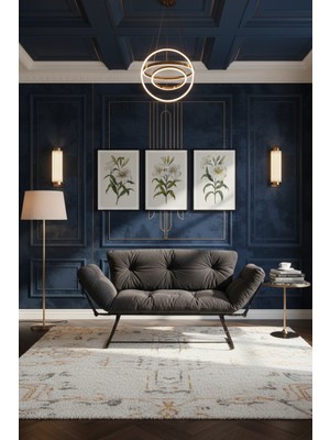 AVYNA Katlanır Yataklı Ikili Kanepe Çekyat – Mekanizmalı Modern Koltuk, Füme | Dayanıklı Metal Iskelet