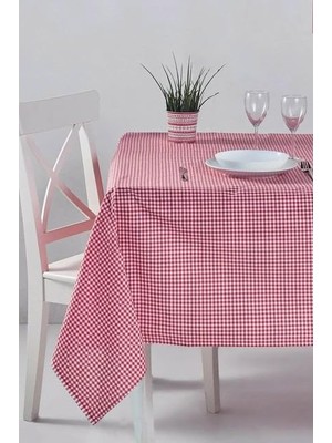 Braventa Collection Pötikare Masa Örtüsü Kırmızı-Beyaz Kareli Sofra Bezi 140X140 cm
