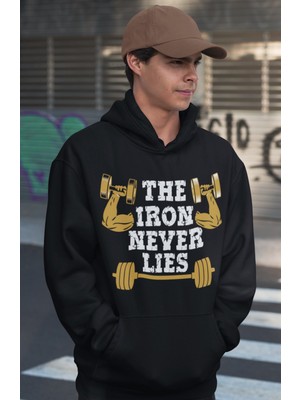 Sevbano The Iron Never Lies Bodybuilding Fitness Gym Baskılı Unisex Oversize Sporcu Hoodie