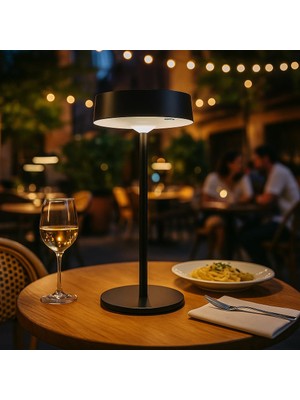 Braventa Collection Dubai Solar Şarjlı Masa Lambası – 3 Kademeli Dimmer, Dokunmatik, Type-C Usb, Güneş Enerjili, Siyah M