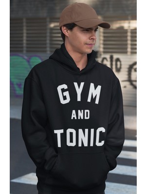 Sevbano Gym And Tonic Yazılı Unisex Oversize Bodybuilding Fitness Sporcu Hoodie